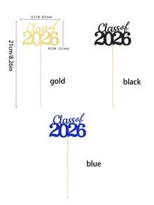 2026届毕业派对花瓶插片，黑色、蓝色、金色，2026届毕业班桌面装饰摆件，带支架的毕业派对装饰，2026届毕业派对用品，桌面装饰，摄影道具，毕业祝福，毕业礼物，DIY花瓶插片 - 多色 - 查看 3
