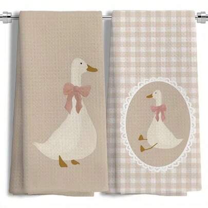 1/2/4 piezas Toallas de 40x60 cm con estampado de mariposa y ganso, adecuadas para decoración de baño, cocina, cocción, limpieza. Toallas de moda que también se pueden usar como decoración del hogar, amigables con el baño, reutilizables, un regalo de inauguración de casa pensativo