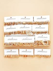 17KM （随机纸板颜色）24/48/60/96件装女士耳环套装，时尚优雅复古朋克金属几何编织仿珍珠耳环，适合情侣、姐妹、度假、约会、日常、派对、婚礼，也是送给朋友和女友的礼物。 - 金黃色 - 查看 3