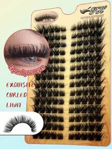 140pcs Faux Mink Lashes,0.07mm D-Curl Fiuffy, 8-16mm Mixed, SuperThick & Voluminous False Eyelashes, EyelashExtension, Makeup Lashes, Lash Clusters,Individual Lashes, False Lashes - C - View 2
