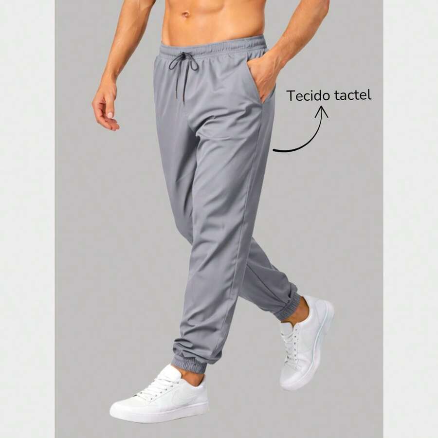 Men's Athletic Tactel Pants With Pockets – Lightweight, Comfortable - Grey - View 1