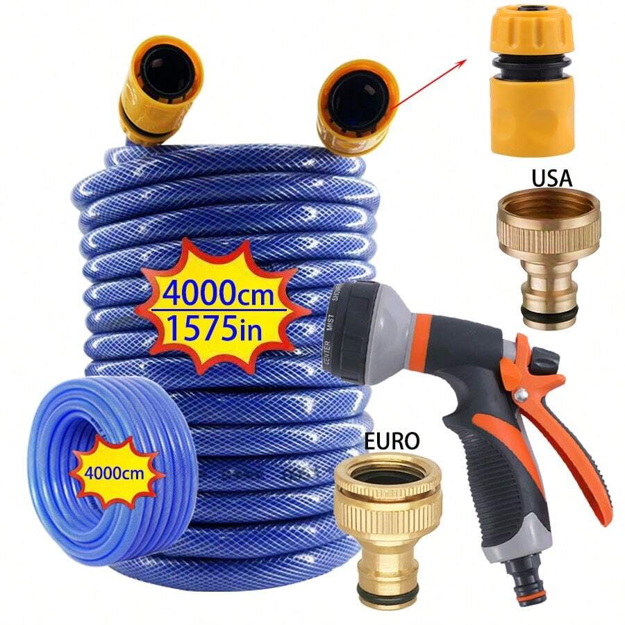 High Pressure Home Car Wash Water Gun And Hose Set - Durable PVC, Long Reach And High Flow Rate, For Efficient Cleaning And Garden Watering, Nozzle, 4/6 Inch Fittings