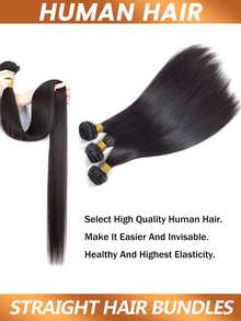 Straight Human Hair Bundles Raw Virgin Unprocessed Long Hair Extensions Bone Straight Bundles Double Weft Bulk Braiding Hair For Daily Use - Natural Black - View 4