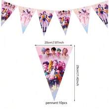 Ins可愛動漫星追Kpopdemomhunters生日派對用品贈品三角旗，K-POP KPOPER，Guerreras靈感玩具，KPOOP美學粉絲支持，演唱會教室宿舍，多場景適用 - 彩色 - 查看 7