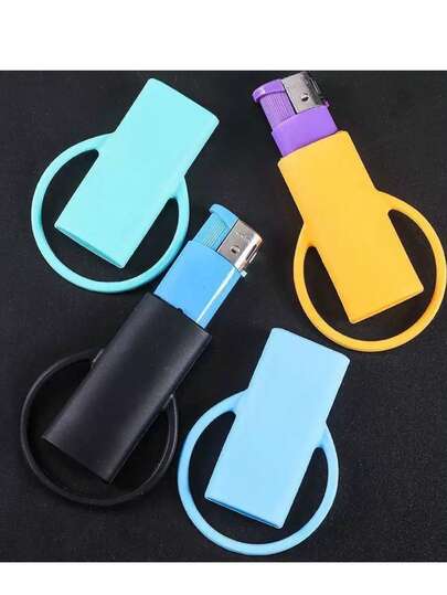 1个/2个/4个装，彩色硅胶打火机保护套，收纳套，香烟配件打火机保护套