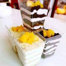 100/50/40/30/25/20/10 piezas Tazas cuadradas transparentes para helado/mousse con tapas, adecuadas para postres como pudín, tarta de queso, mousse, gelatina en cafeterías, bares de aperitivos, bufés, hogar, cocina, fiestas de repostería - transparente - Ver 4