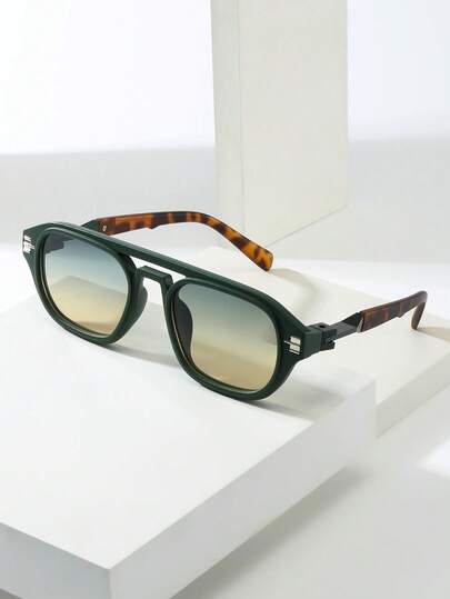 1pc Men's Retro Aviator Frame Minimalist Stylish Glasses, Suitable For Travel, Vacation, Party, Beach Decoration