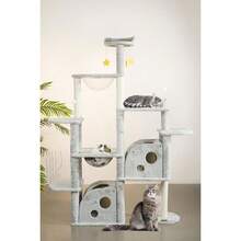 Rascador para Gatos, Árbol Mueble Torre para Gatos, Varios Niveles, con Diseño de Queso (170CM Gris) - Rojo y blanco - Ver 1
