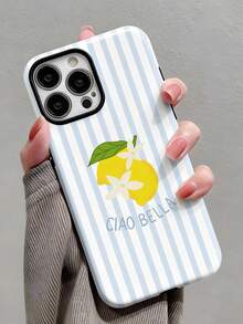 1 ốp lưng điện thoại cứng 2 trong 1 kiểu dáng tối giản, nghệ thuật, họa tiết sọc, in hình chanh tươi, khẩu hiệu, bóng bẩy, tương thích với Samsung 11/12/13/14/15/16/17 Pro Max - Nhiều màu - Xem 1