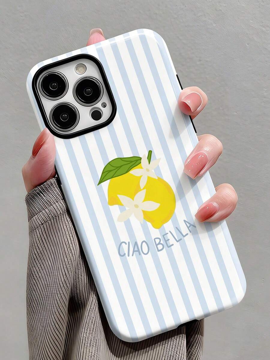 1 ốp lưng điện thoại cứng 2 trong 1 kiểu dáng tối giản, nghệ thuật, họa tiết sọc, in hình chanh tươi, khẩu hiệu, bóng bẩy, tương thích với Samsung 11/12/13/14/15/16/17 Pro Max - Nhiều màu - Xem 1