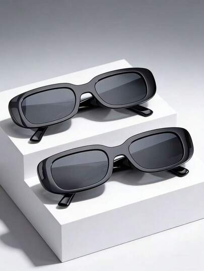 HOYNI 两副黑色小框眼镜，适合户外活动、运动、旅行、度假装扮、海滩、电子音乐节、度假氛围、驾驶、郊游、夏季配饰、家庭旅行、优雅装扮、高尔夫、徒步旅行、街头风配饰、派对、假期、街头风、钓鱼、运动、节日、假期、户外活动