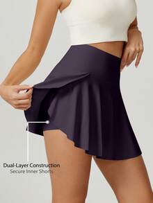 NcmRyu 1件装 女士高腰不对称交叉设计迷你裙 夏季 - 紫色 - 查看 1