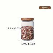 1 hũ thủy tinh kín có nắp gỗ, chai đựng thực phẩm nhà bếp, hộp đựng thực phẩm kín khí dùng cho trà, cà phê hạt, ngũ cốc, kẹo, gia vị. - Trong sáng - Xem 15