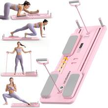 FEIERDUN 300 LBS Weight Capacity Multifunctional Fitness Board With Automatic Rebound, Core Training Ab Roller, Foldable Workout Machines - Full Body Workout Equipment, Home Pilates - Baby Pink - View 2
