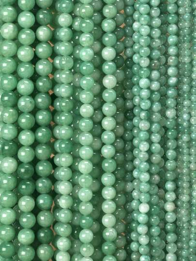 绿色玉珠 4/6/8/10mm - 天然石装饰珠，适用于珠宝制作、DIY 项链手链，光滑圆形宝石，无电镀，是圣诞节、情人节、生日和校园礼物的理想之选。