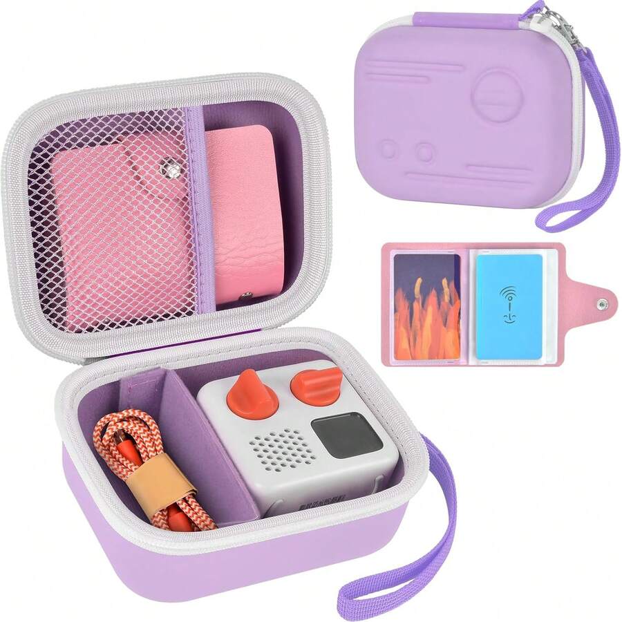 ALKOO Estuche compatible con Yoto Mini (edición 2024) Reproductor de audio Bluetooth sin pantalla y soporte de almacenamiento de tarjetas para hasta 24 tarjetas - Solo caja Bolsa de almacenamiento digital Organizador electrónico Organizador de cables Bolsa de cables Artículo esencial para vacaciones Artículos esenciales de viaje - Lila Púrpura - Ver 1