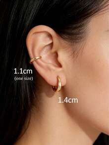 Jessie Jewelry 一对经典简约嘻哈风小耳环，展现独特魅力，是送给女性的理想礼物。 - 金色 - 查看 2