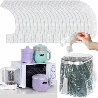 10pcs Dust Cover For Home Appliances, Microwave Oven Dust Cover, Universal Plastic Transparent Film Cover For Tables, Suitable For Home Appliances Such As Electric Fan, Rice Cooker, Pot, Kitchen Baking Tray, Microwave Oven, Kitchen Accessories