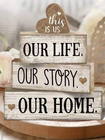 4 món đồ trang trí bằng gỗ hình trái tim phong cách đồng quê, biển hiệu gỗ trang trí nhà cửa ấm áp, đồ trang trí khay nhiều tầng, đồ trang trí trung tâm nhà bếp, đồ trang trí khay nhiều tầng phong cách đồng quê, đồ trang trí bàn ăn, đồ trang trí Giáng sinh phong cách đồng quê, đồ trang trí nhà cửa bằng gỗ cổ điển, biển hiệu khẩu hiệu gia đình.