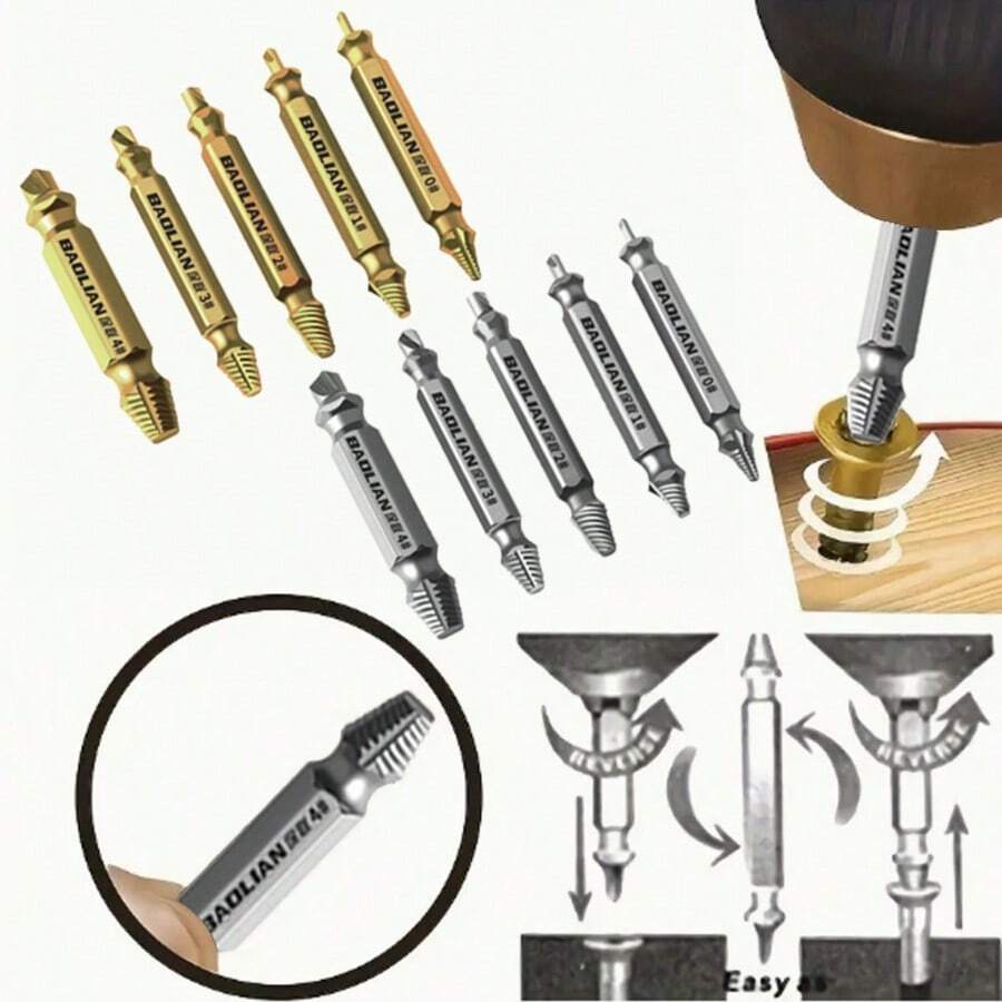 螺丝取出器套装 - 包括螺丝取出器、损坏螺丝取出器、锈蚀螺丝拆卸工具、螺栓和螺柱拆卸套件 - 斷絲取出器 - 查看 1