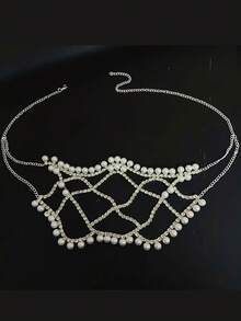 Máscara de perlas exagerada y elegante, adecuada para fiestas occidentales, discotecas, máscara con rhinestones - Multicolor - Ver 4