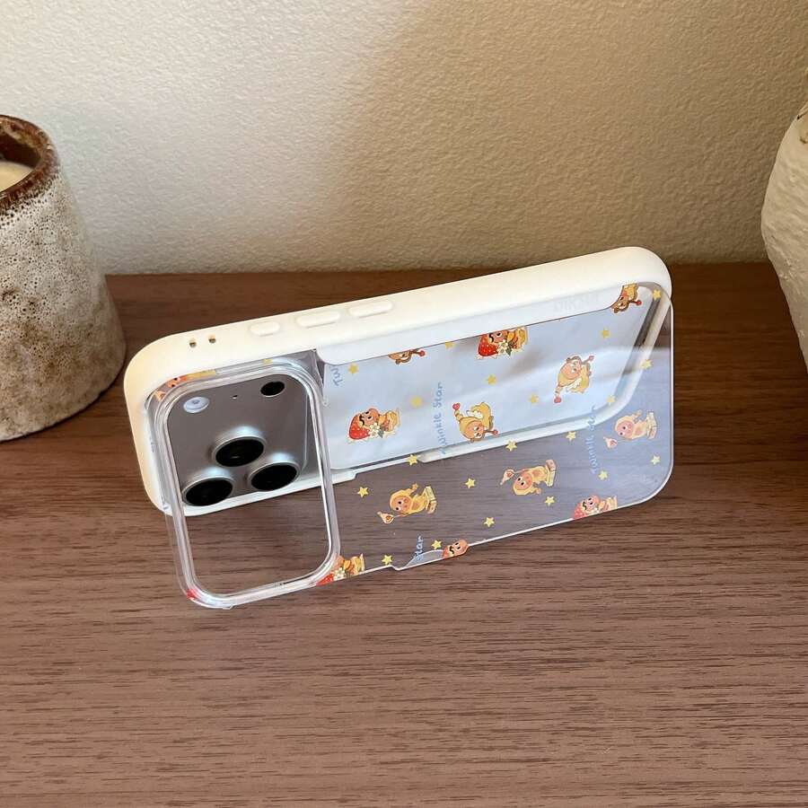 [New Product Release] Korean New Design Flip Cover Stand Transparent Cute Star Fashion Smartphone Case Compatible With IPhone 17/17pro/17promax/16/16pro/16promax/15/15pro/15promax/14/14pro/14promax/13/ Popular With Women, Minimalist Design, Phone Case, Protective Cover For All Models, Waterproof, Shockproof, Drop Protection, Scratch Protection. - Clear - View 1