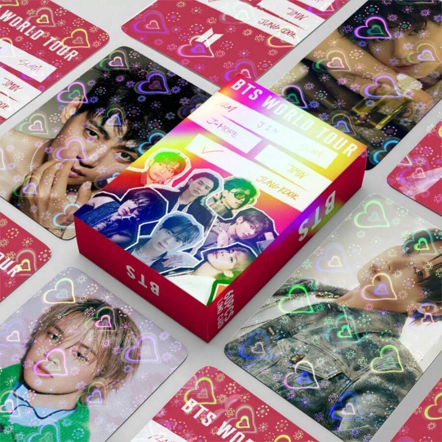 60张 J-HOPE心形照片卡、LOMO卡、贴纸、双面卡、收藏盒、主题LOMO卡和贴纸套装、必备粉丝周边 - 彩色 - 查看 1