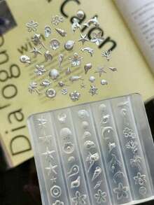 1pc 3D Sea Star Shell Flower Dolphin Nail Silicone Mold Soft Stamping Plates DIY Handmade Tool Ocean Conch Mould Manicure Tools - Clear - View 6
