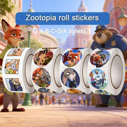 500pcs/Roll, 2pcs/Set, 4 Styles Available, Cute Cartoon Nick And Judy Sticker Roll - Decorative Cartoon Washi Tape, Themed Design, Soft Color Tone, Adorable Stickers For DIY Decoration On Notebooks, Laptops, Luggage, Fridges, Bicycles, Kawaii Gifts For Crafts, Gift Packaging, Phone And Mug Decoration, Birthday Themes And DIY Projects, Fun Gift