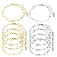 5pcs Paperclip Chain Bracelet Set, Stainless Steel Adjustable Pendant Bracelet With Lobster Clasp, Suitable For DIY Jewelry Making (Gold + Silver) - Star - View 1