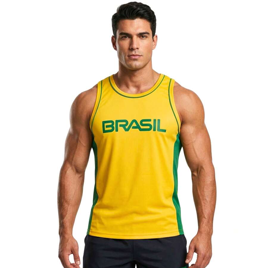 Brazil World Cup 2026 Sports Tank Top - Lightweight And Comfortable For Gym, Training, Weightlifting And Running - Màu vàng - Xem 1