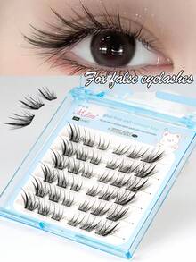 无需胶水 – 36片自粘式狐狸眼簇状假睫毛，CC卷翘加长款，可重复使用且轻盈，打造魅惑妆容，灵感源自苏妲姬睫毛簇，睫毛簇，单根假睫毛，睫毛，假睫毛 - C - 查看 7