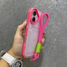 1pc Rose Red Framed Card Holder Lanyard Phone Case - Multicolor - View 2