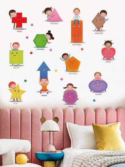 1pc, 30*90cm/30*120cm, Cartoon Decorative Wall Sticker, Bookshelf, Universe Black Hole Planet, Early Education Geometric Shapes, Numeric , Alphabet Train, PVC Self-Adhesive Removable Wall Decal, Suitable For Children's Room, Nursery, Bedroom, Living Room, Study, Dining Room, Home Wall Decor