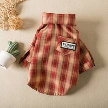 1pc Pet Casual Plaid Shirt, Fashionable Spring/Summer Design - Red - View 8
