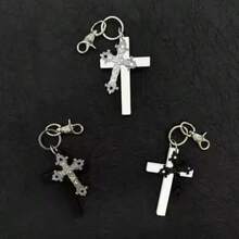 New Y2K Dark Style European And American Popular Cross Pendant Keychain, Gothic Style Keyring For Car, Bag, Gift - Multicolor - View 1