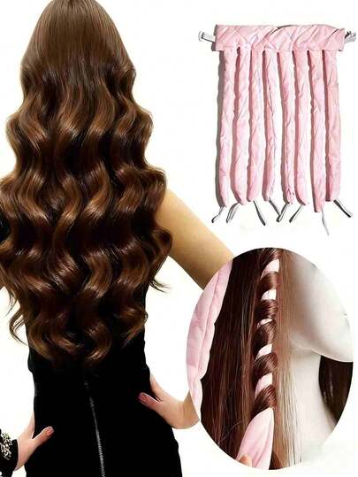 Women's Soft Satin Heatless Curling Headband, Overnight Curly Waves Hairstyle Tool, Portable Hairstyling Set Suitable For Long Hair At Home And Travel