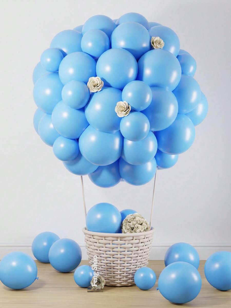 The Light Blue Balloons Come In Sizes Of 18/12/10/5 Inches (Varying Quantities) And Are Suitable For Birthdays, Bridal Engagements, Graduation Season, Princess Themed, Bachelor Themed, And Light Blue Themed Party Decorations (With Ribbons And Knotters) - View 1