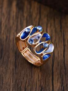 Cring Coco 1 chiếc nhẫn nữ kiểu Bohemian sang trọng màu xanh dương, chất liệu co giãn, có thể điều chỉnh kích thước, phù hợp để đeo hàng ngày, dự tiệc, lễ hội, Ngày của Mẹ, sinh nhật, làm quà tặng phụ kiện trang sức. - hình học - Xem 2