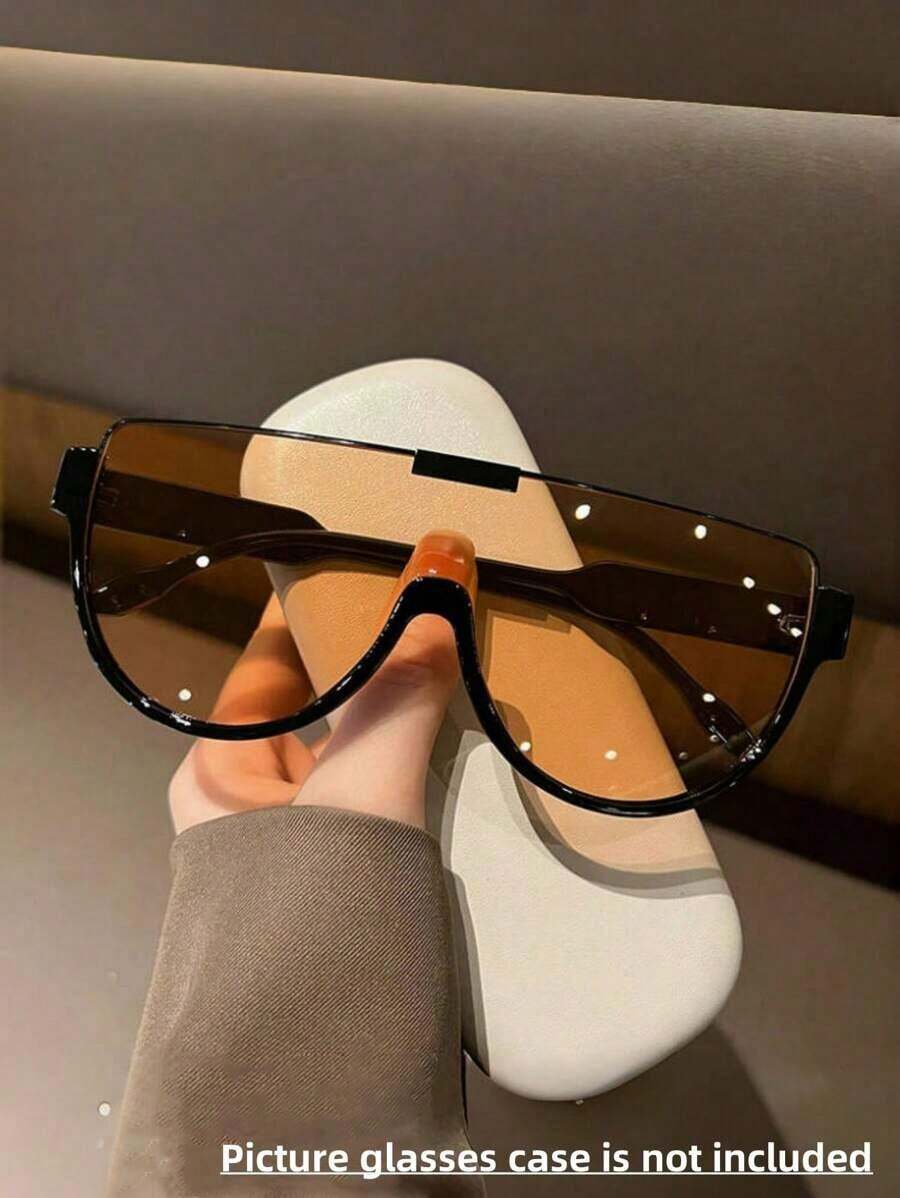 New Retro Fashion Big Frame One-Piece Lens Fashion Glasses For Women And Men, Designer Style Half Frame Outdoor Daily Beach Party Fashion Glasses Beach Accessories For Women Glasses Shades Y2KFest Music Fest For Summer Beach Vacation,Outdoor,Travel Preppy Style For Back To School - 彩色 - 查看 1
