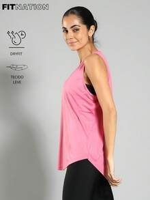 FITNATION Women's Fitness Tank Top With Elongated And Rounded Front And Back In DRYFIT Technology Fabric, Ideal For The Gym - 羅莎 - 查看 2