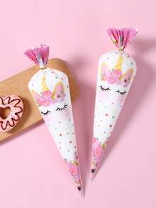 50个独角兽礼品袋，金色扎带，独角兽花朵图案锥形糖果袋，独角兽节日活动派对用品礼品包装袋，一周岁生日派对用品，女宝宝迎婴派对装饰，性别揭晓派对装饰，三角形礼品包装袋，零食糖果派对回礼袋，独角兽主题派对装饰，婚礼装饰，新娘送礼会装饰，派对回礼用品 - 獨角獸A - 查看 11