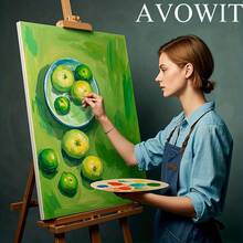 AVOWIT 5支装艺术家油画丙烯画笔套装，长毛勾线笔，短柄，超长圆头，金属箍和优质木柄，适用于油画、水彩、水粉画，非常适合绘制长笔触，吸水性强。 - 長毛刷 - 查看 6