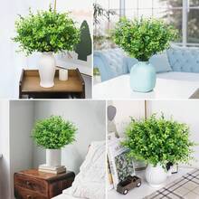 3株人造抗紫外线黄杨灌木 - 室内/室外装饰、婚礼和家庭花园的理想之选，户外抗紫外线仿真黄杨灌木草坪，8束，适用于农舍、家庭花园、办公室、露台、后院，人造松针圣诞花束仿真植物，适用于家庭、办公室、房间 - 綠色 - 查看 7