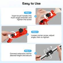 Gutter Cleaning Brush Set With Extendable Pole - 2 Brush Heads & Multi-Purpose Extension Rod For Roof & Gutter Maintenance - A - View 2