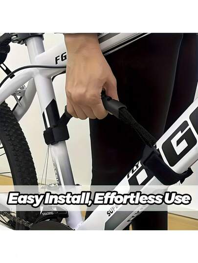 1pc Bicycle Strap, Bike Frame Strap, Outdoor Cycling Accessory, Suitable For Road Bike And Mountain Bike, Portable And Easy To Use, Black