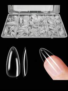 Bộ 600 móng giả trong suốt/hộp, hình dáng vừa/dài như móng hình quan tài, vuông, hạnh nhân, nhọn, oval, tròn, cỡ 10/12, móng dán, dụng cụ làm móng tại salon và tự làm tại nhà cho nữ. - Xem 14