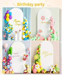 Arco metálico de 2 metros de altura y juego de dosel, Arco de boda dorado (con dosel), Soporte de arco de globos con dosel blanco, Adecuado para fiestas de cumpleaños, baby showers y ceremonias de graduación - Multicolor - Ver 4