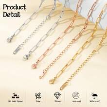 5pcs Paperclip Chain Bracelet Set, Stainless Steel Adjustable Pendant Bracelet With Lobster Clasp, Suitable For DIY Jewelry Making (Gold + Silver) - Star - View 3