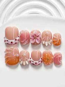 Bộ dụng cụ làm móng tay thủ công kiểu ngọt ngào 10 món, phụ kiện móng tay ngọc trai vàng, trang trí móng tay hình hoa 5 cánh thủ công, sơn móng tay màu hồng cam đỏ, làm móng nhẹ nhàng và tinh tế, bao gồm dụng cụ làm móng (1 miếng dán gel + 1 dũa móng), có 3 kích cỡ: vuông, vuông ngắn, hình hạnh nhân, phù hợp cho tiệc tùng, sử dụng hàng ngày, chụp ảnh, đi làm mùa xuân/hè. - Nhiều màu - Xem 13